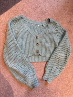 Urban Outfitters Teal Cropped Sweater
